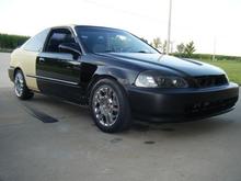 passenger rear qauter body primer and still looks good...my lil bumble bee. cant wait to get all of it done and repaint