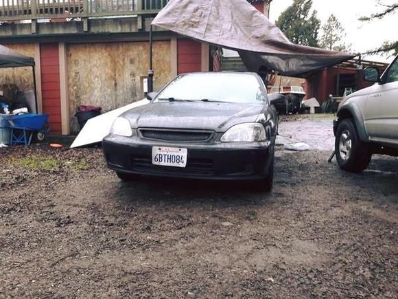 trying to stop trunk leak at a friends house