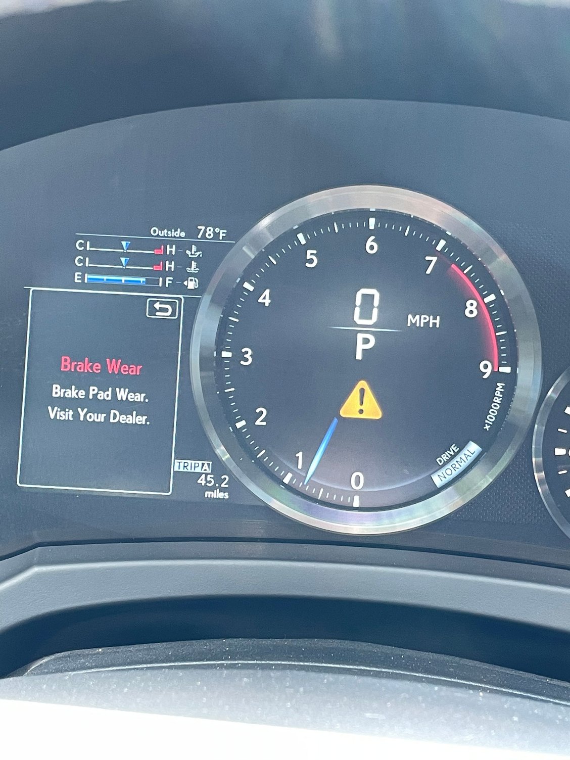 Brake Wear Warning Light comes on but went away ClubLexus Lexus