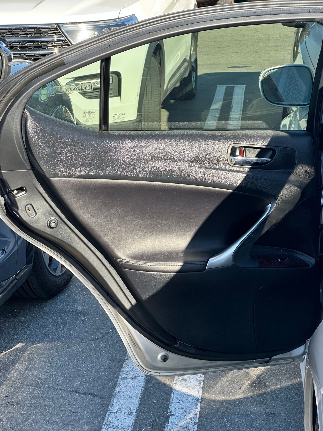 Top of door card exhibiting sticky problem 