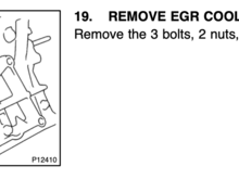 The bolt goes through the EGR cooler assembly. EGR cooler has two EGR pipes that go out of it. One goes to the rear exhaust manifold and one goes up to the EGR valve that’s bolted to the intake. 