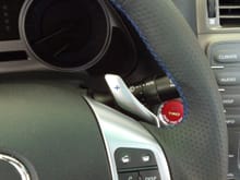 ISF paddle shifters and TRD push button start switch.