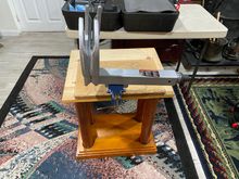 I bought a cheap mini bench vice to hold this in place, but the tool itself didn’t work out. 