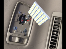 Cargo area LED panel which replaces a single “incandescent” bulb. NOTE the “torpedo” shaped connector that must exactly fit (be exact same mm length as bulb that you remove) into clips that hold that bulb. Also note the number of tiny LED and number of rows of the above panel. Get THAT SIZE array for the cargo area. Passenger seat array can be a 4 row panel, rather than 6 seen here for cargo area