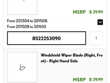 I’m reviving this old thread, can somebody help me confirm I have the correct part numbers for left and right wiper blades to fit my 2017 IS300 ?
Thank you. 