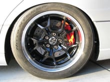 Nitto 285/40 -18 &amp; 18 x 9 rims

Barely clears the big Brakes, Does not rub with rear lip shaved