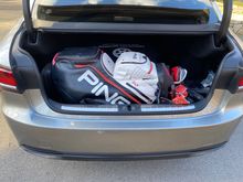 LS500 Trunk with Golf Clubs and Modern Spare