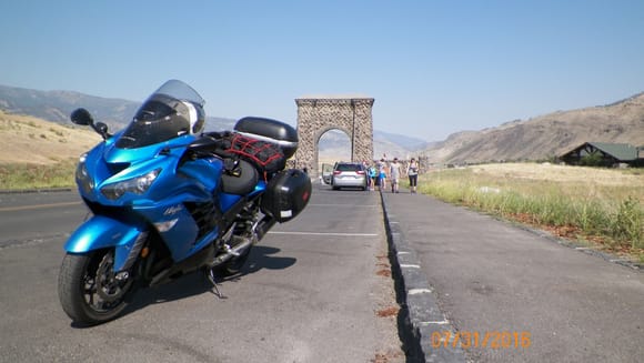 2012 Kawasaki ZX14r sport tourer.  Photo taken at north entrance to Yellowstone park