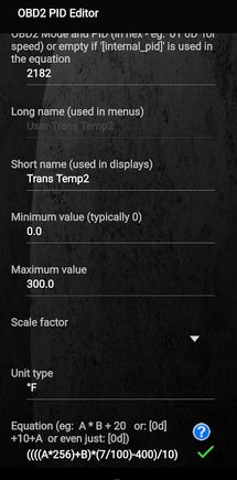 PID info for Torque Pro