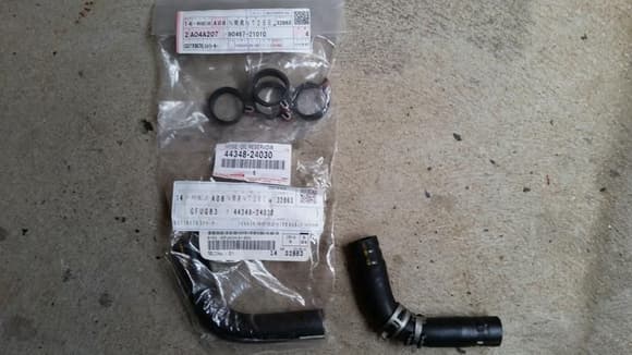 New hose & clamps (only 1 of 2 OEM hoses still available)