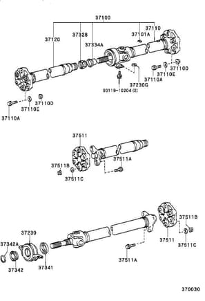 Rear driveshaft section is 37110 in Lexus parts diagram.

Toyota/Lexus P.N. 37110-30050
