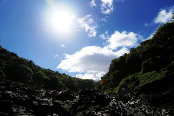 Looking up from the pools at Ohe'o