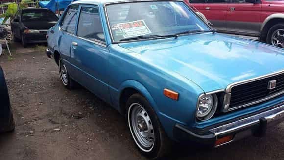 1978 Toyota Corolla Deluxe. In Canada was 1.2 liter and in USA was 1.6 liter. IWas my fiest project. Change to 1.8 liter, 5 speed tranny and SR5 diff. It was a sleeper in 1980. LOL