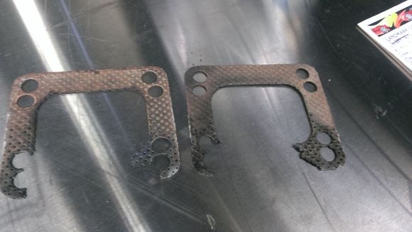 Here you can see the damage resulting from a low grade gasket. Not only did it blow out one side but it separated into two individual pieces too.