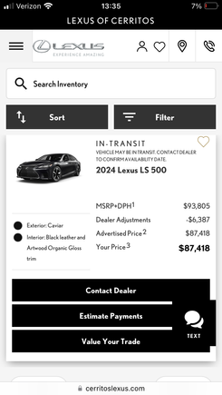 Lexus Cerritos already advertises $6k discount on this. I think that’s why they were so upset for cancelling the order. 