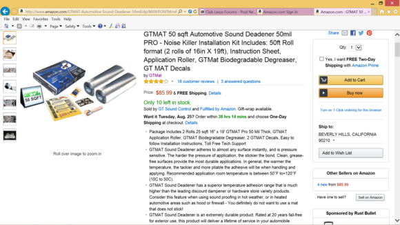 GTMAT that I purchased for ~$85 USD. It came as 2 long rolls of 25 square feet per roll.