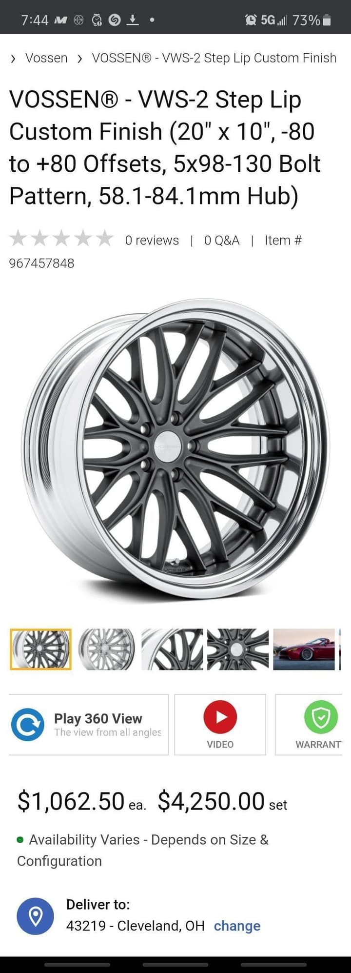 Wheels and Tires/Axles - Vossen X Works VWS-2 - Used - Dublin, OH 43017, United States