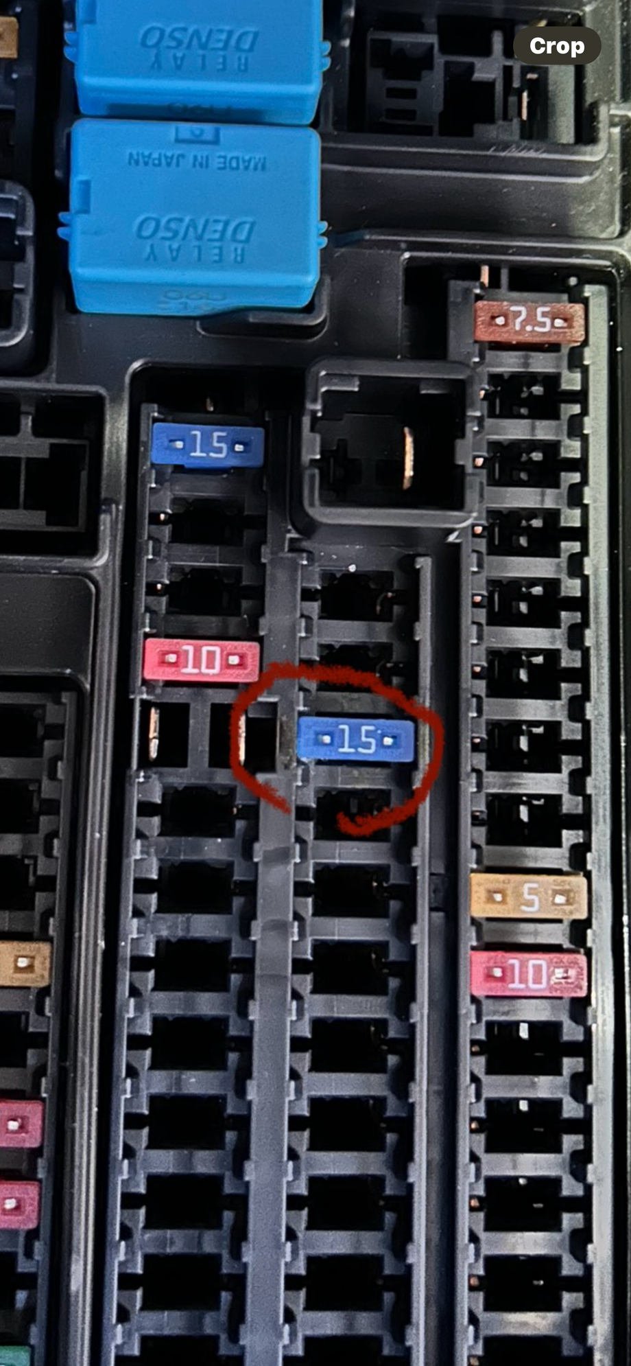 Sorry. Here�s the magic blue pill: 15-amp fuse. Photo didn�t originally post.