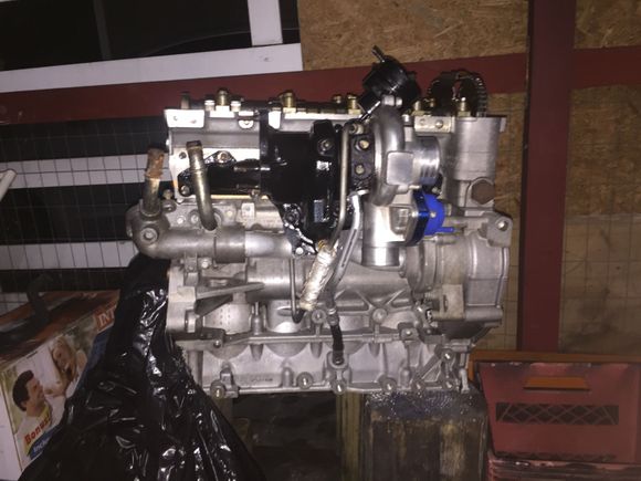 Cleaned the motor taped for the oil return wich fit perfect an so did the other lines the only line that had to be cut was the water line that returns to the thermostat housing i cut it at that side an atached a hose to it an use the same t pipe from the other side in the saab