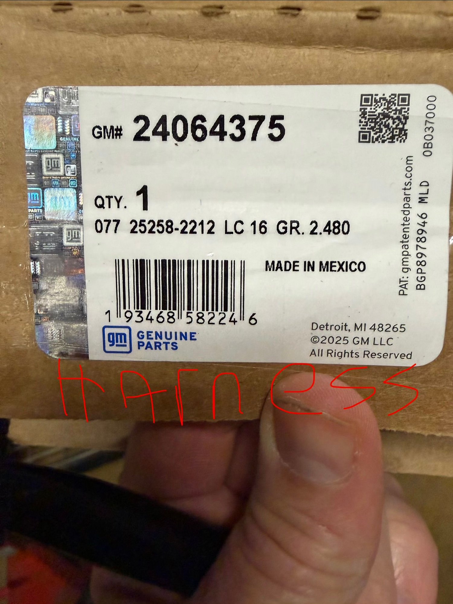 New part number for the A8 harness with temp sensor. Has the same colored wires as noted in the OP�s original post. 