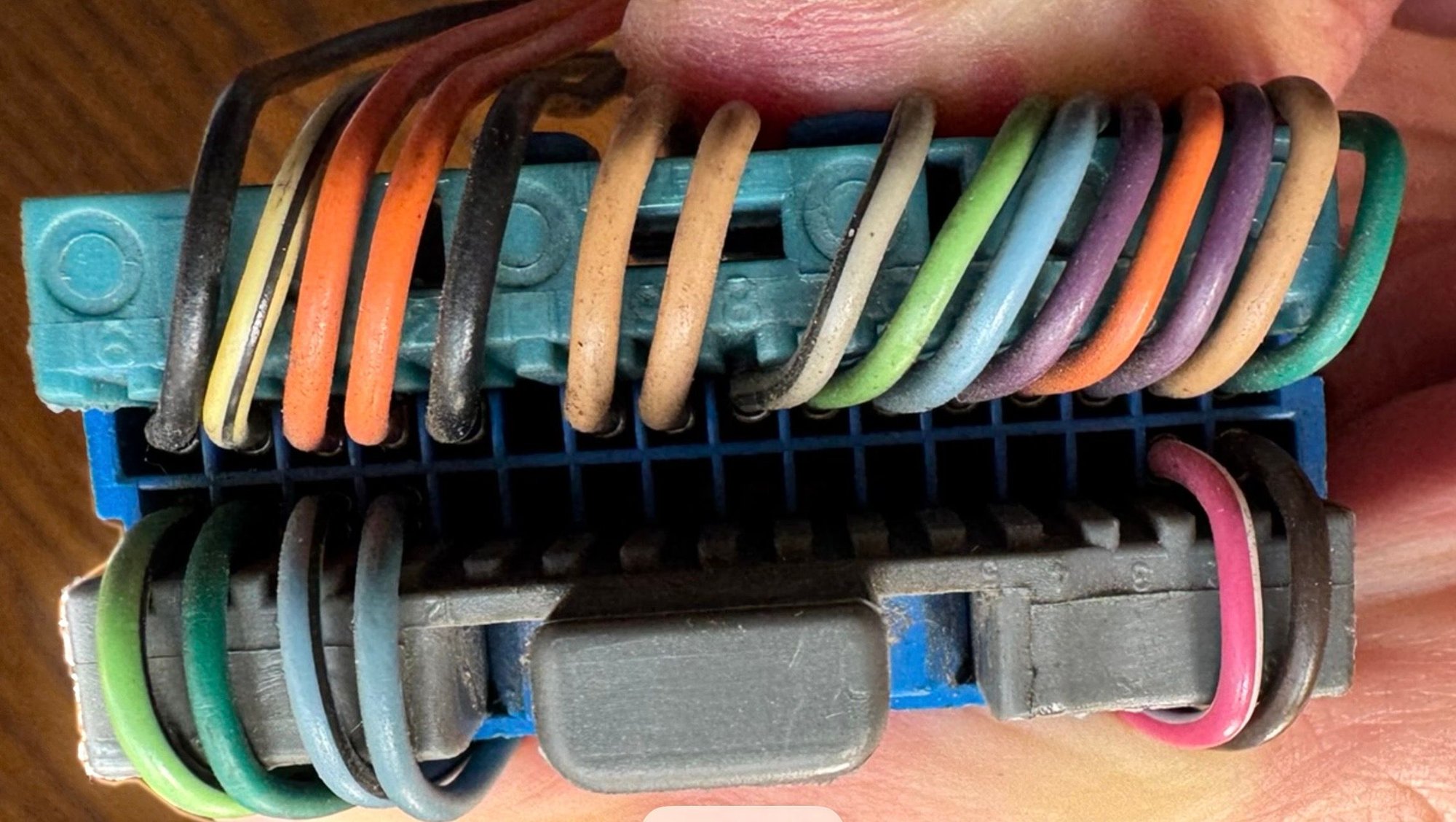 This is the wiring harness from a 1993 Vette. The D1-D16 wire colors mostly match the chart but not 100% (D15 is dark green on the harness and noted at dark blue on the chart).  But the ports used for wires and ports that are empty match up perfectly.  Use the FSM Electrical Supplement for your car�s model exact model to year to get a model year specific chart.  FSMs can be bought and download from multiple online marketplaces.  Just make sure you get the electrical supplement with it.
