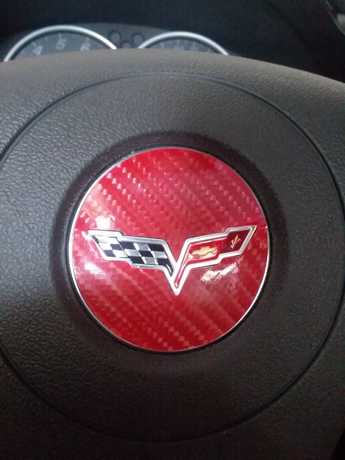 New steering wheel center cap decal red carbon fiber CorvetteForum