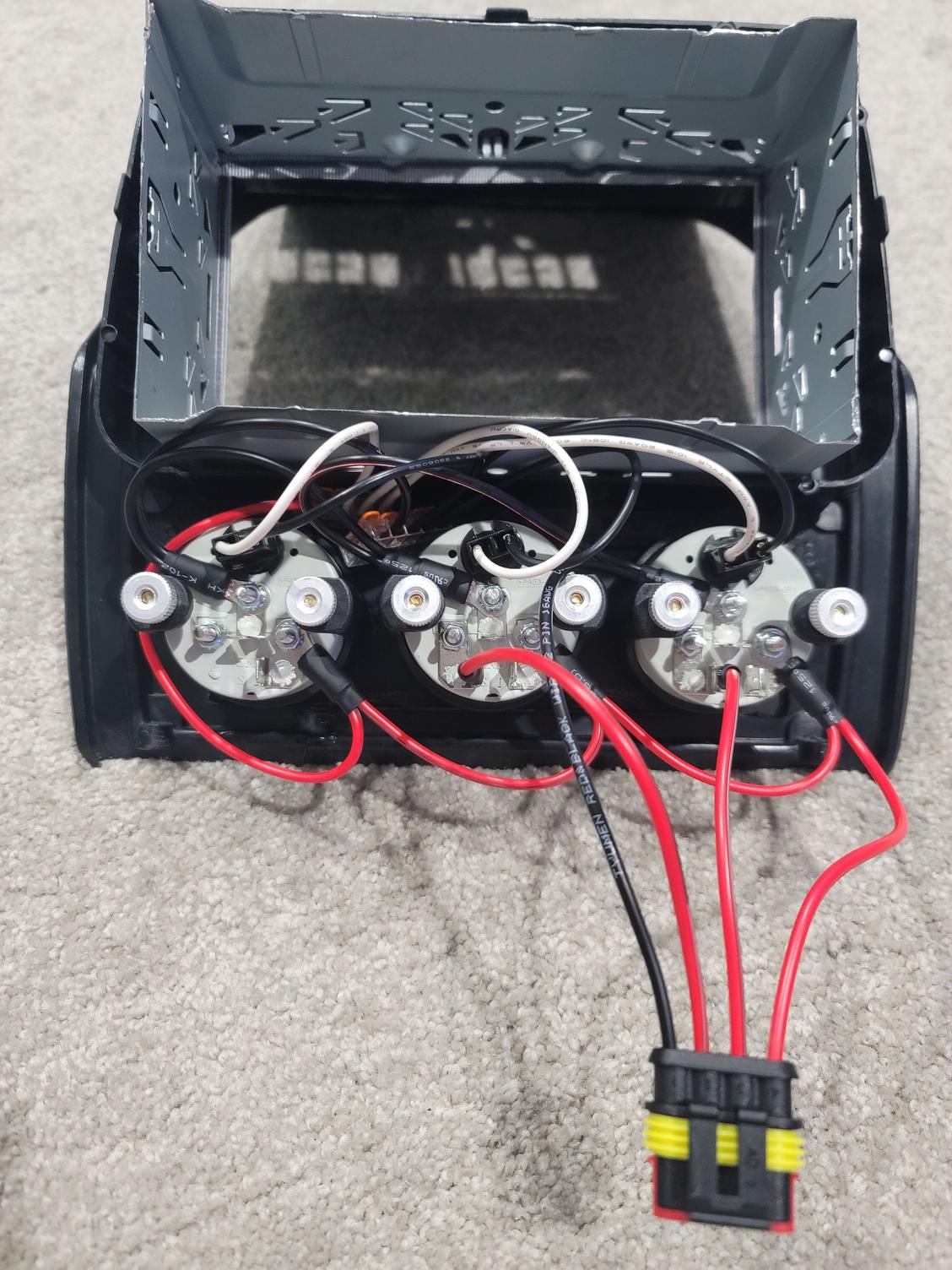 Back of Console with gauges wired to connector