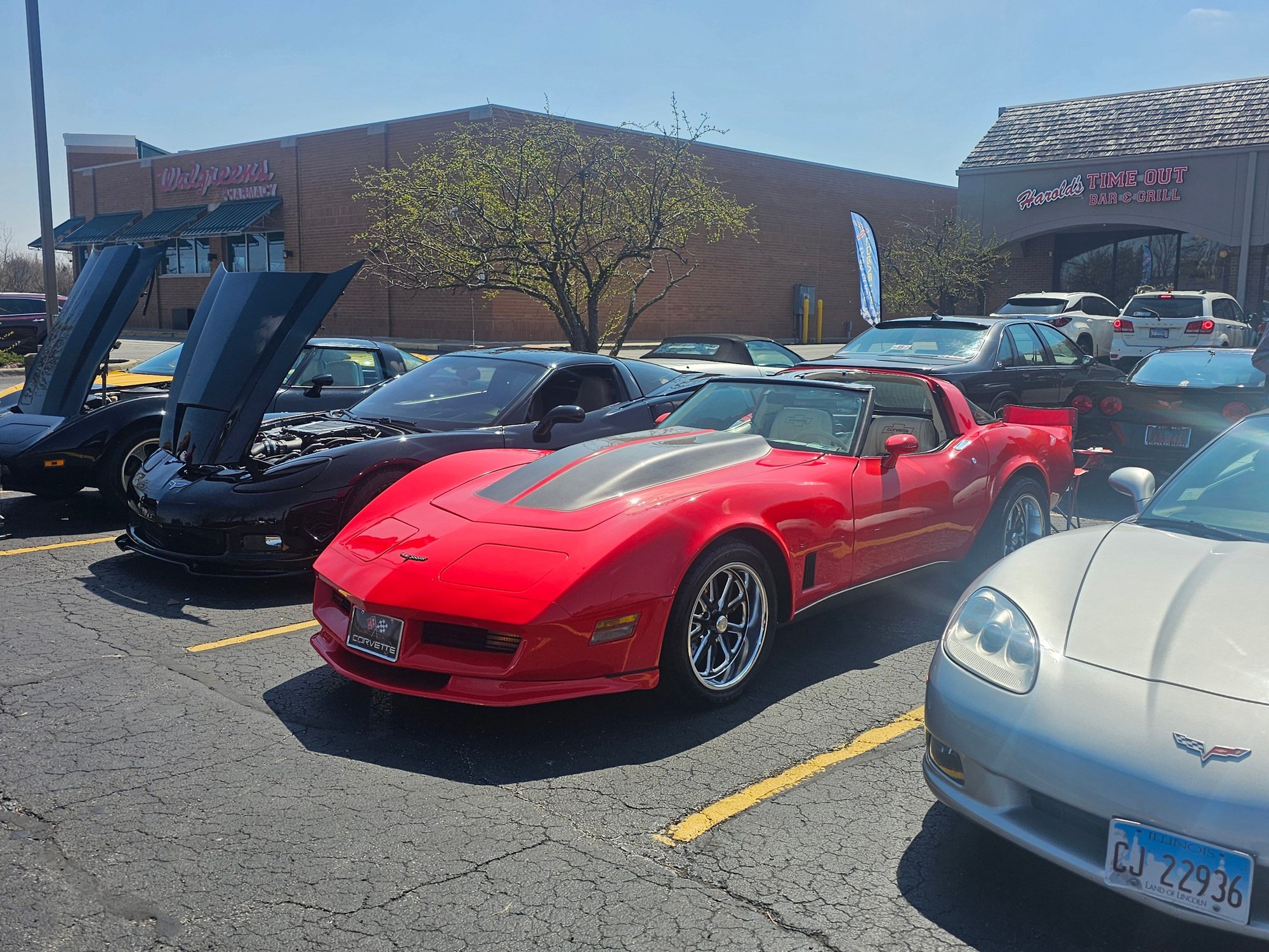 Red with gray stripes....