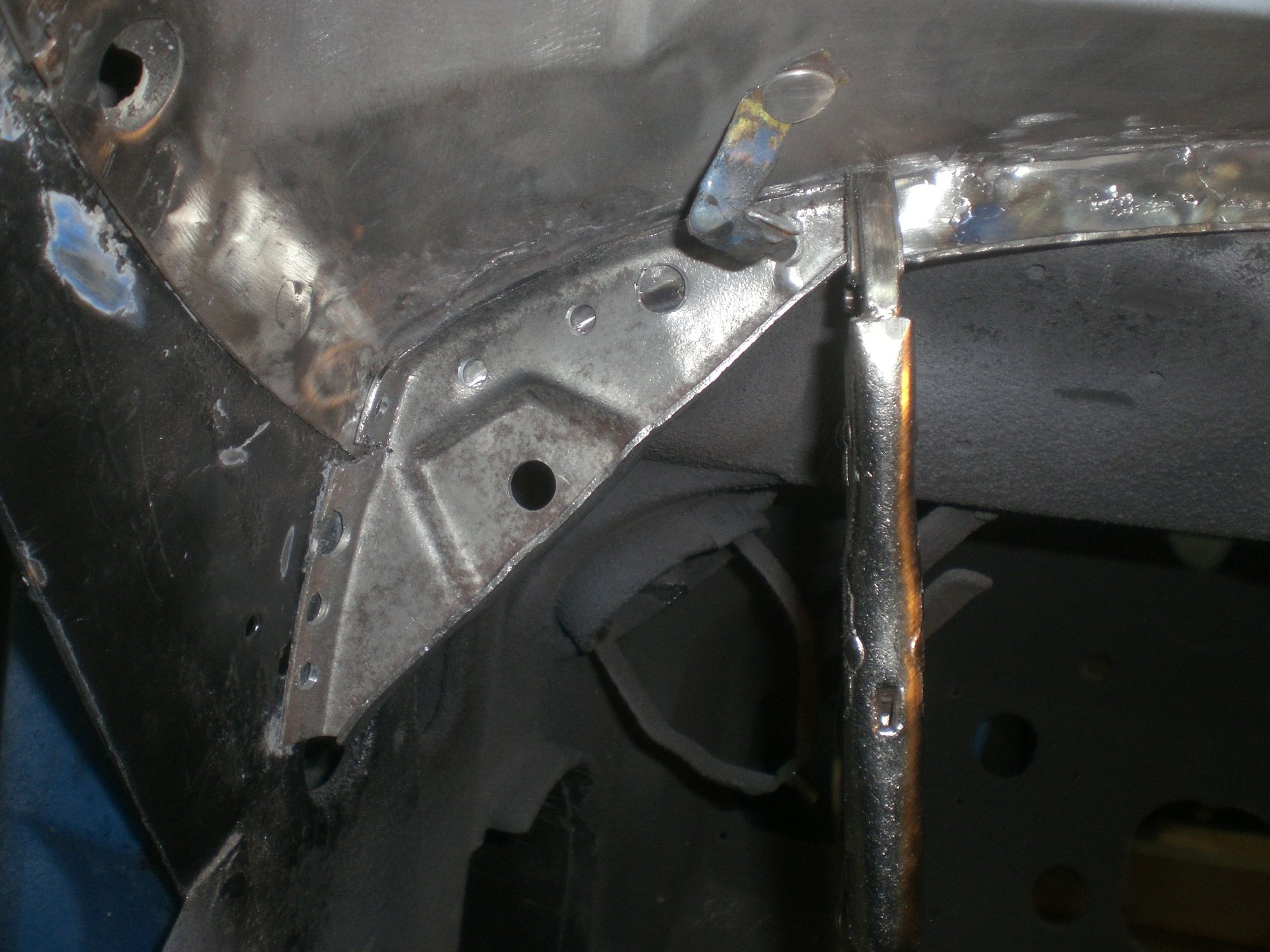 Gusset clamped into position for welding