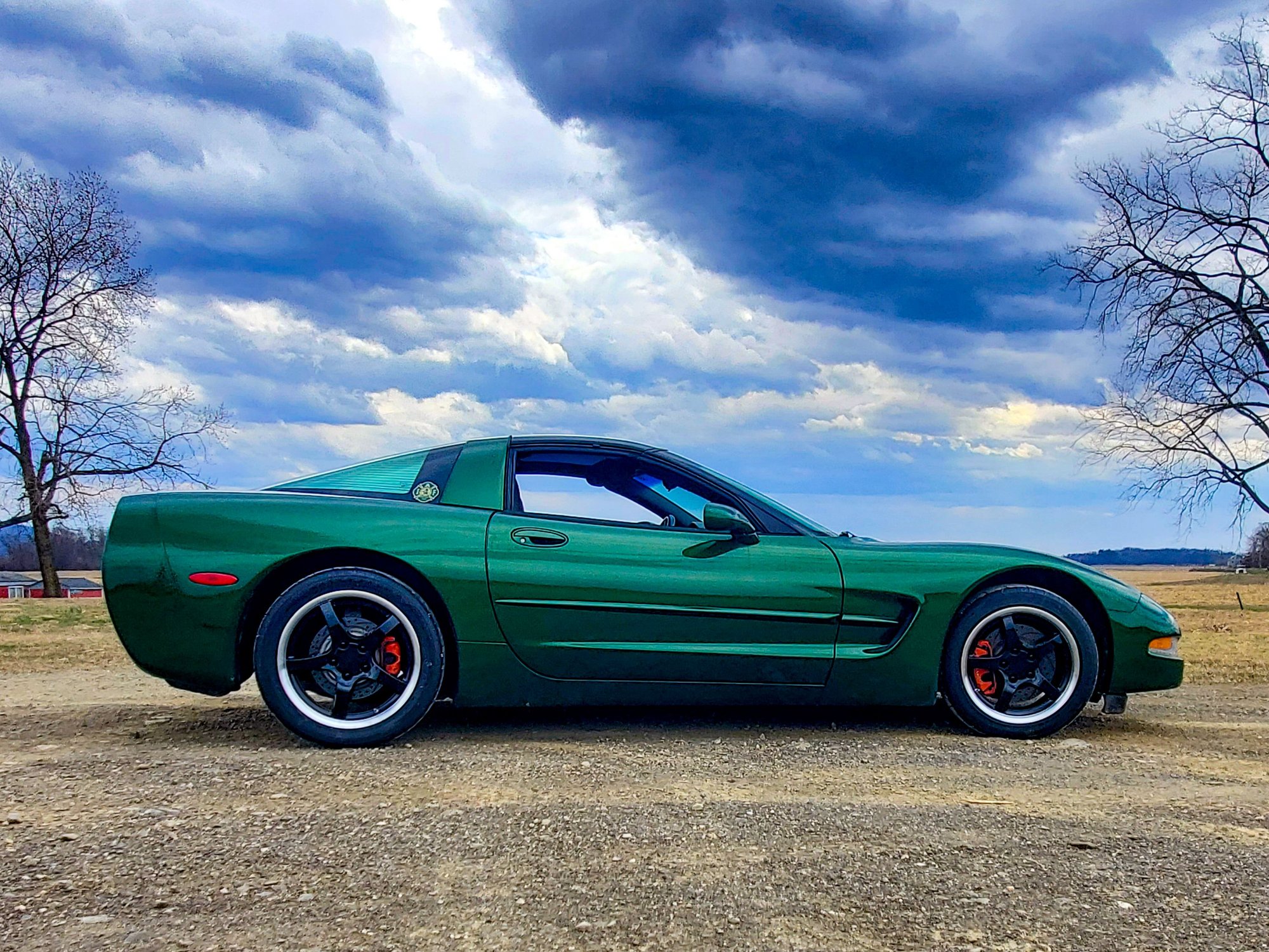 West Coast Corvette OEM wheels, gloss black with machined lip, Goodyear Eagle F1 Supercar 3's all around.