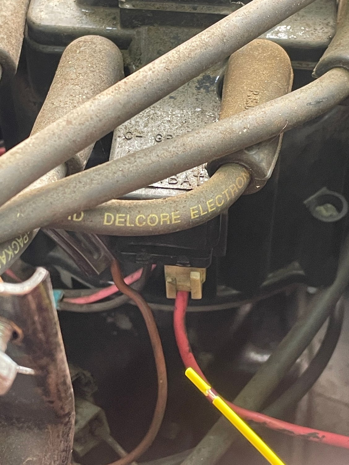 General location of the yellow wire connecting to that brown wire