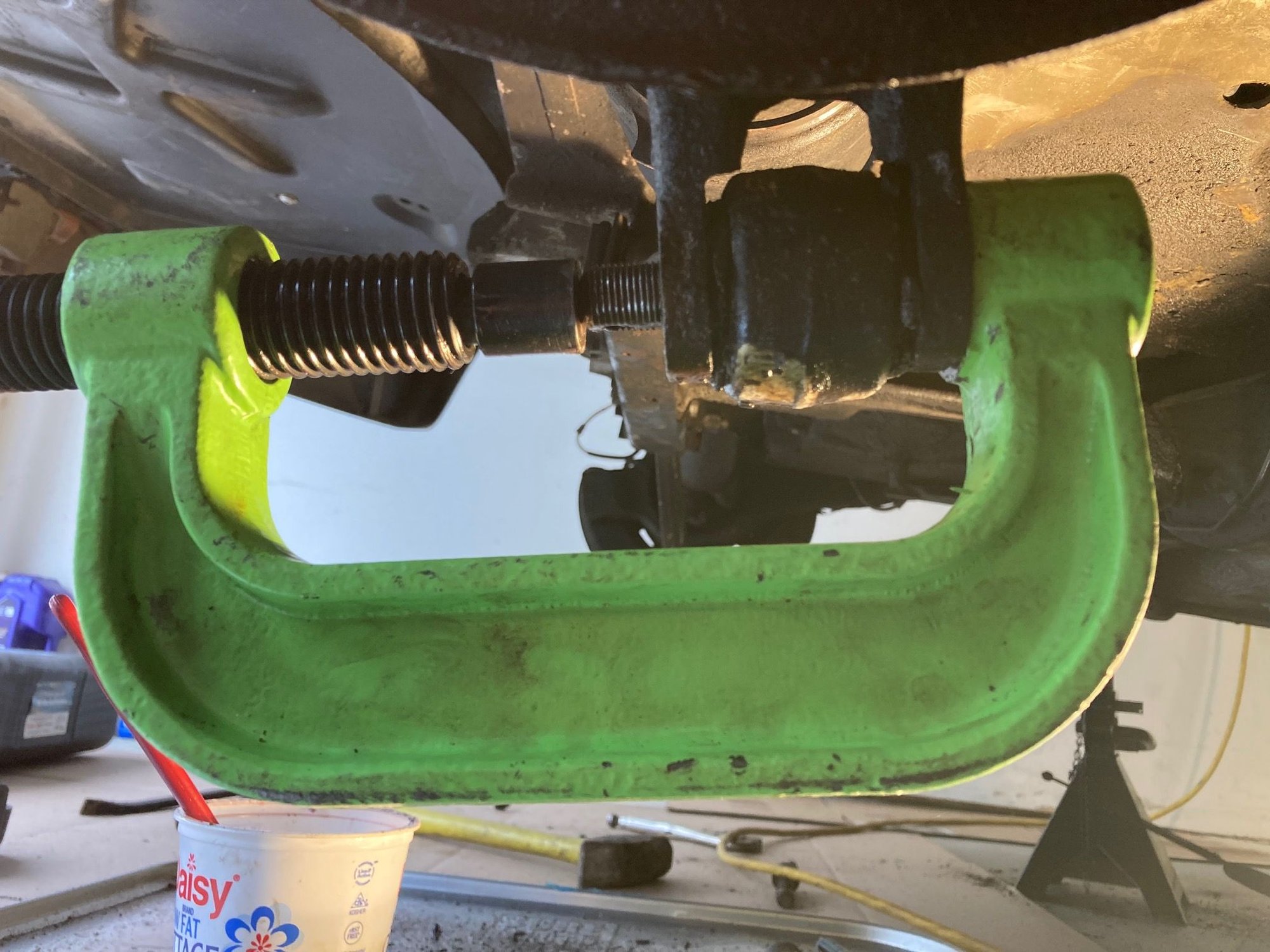 Ball joint tool in place (loaner from AutoZone)