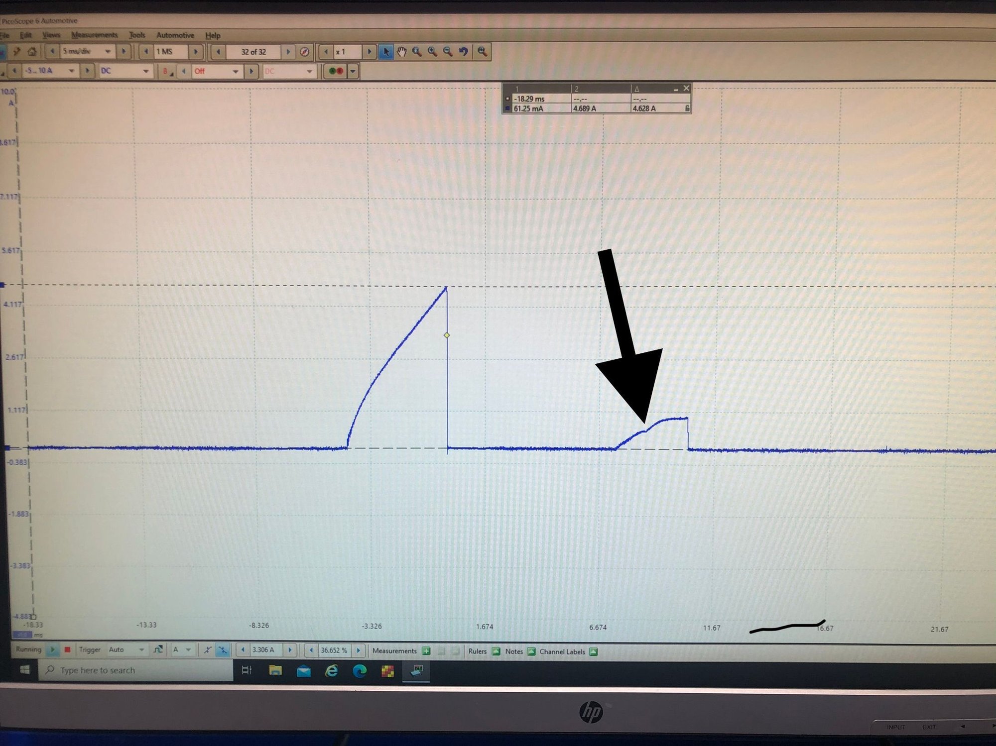 Coil pack current on left and fuel injector current on right.