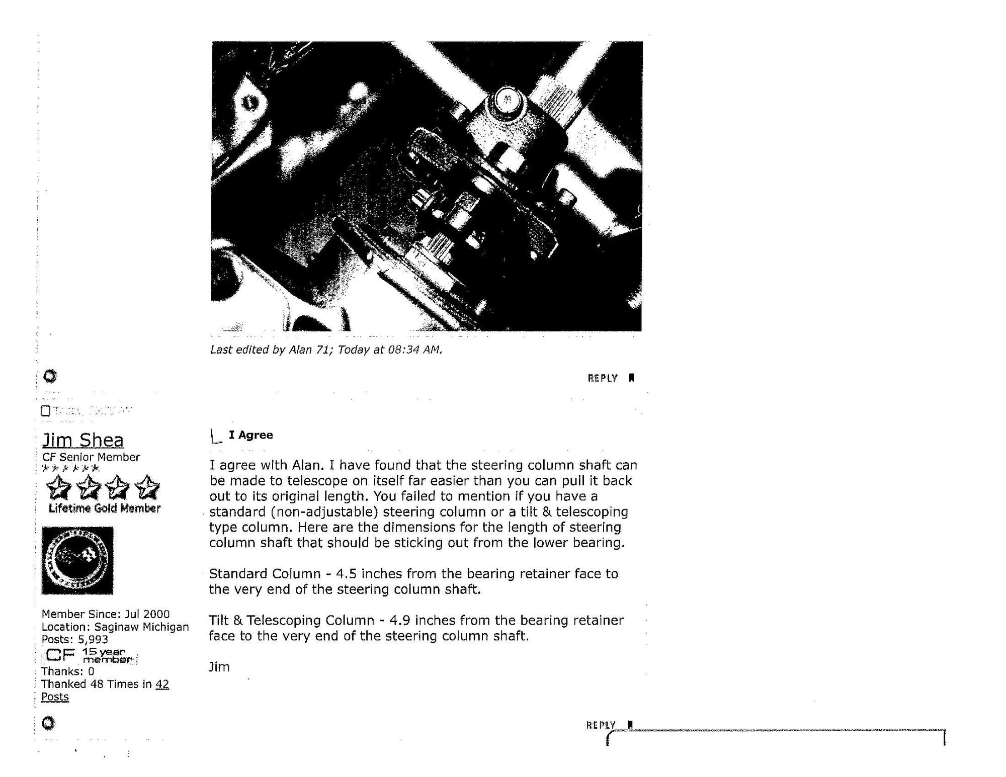 Steering column length? CorvetteForum Chevrolet Corvette Forum