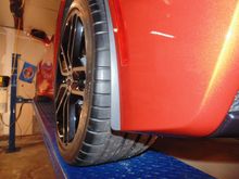 New splash guards are just slightly wider.  (Left Rear)
