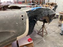 this is how long the fender is so have to use some of existing and cut around fuel door