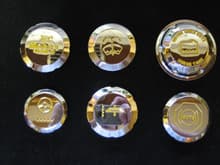 Engraved billet caps with painted engravings