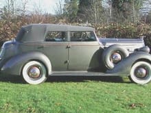 1936 Packard 120 Convertible Sedan. This is a great driving car that I bought in 2001. It runs down the highway at 60 to 65 MPH very happily. With independent front suspension and hydraulic brakes it is a very nice car to drive.