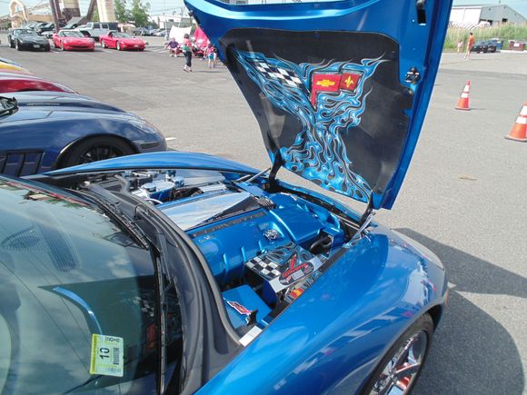 Custom hood liner by Steve Ray.  We have won several trophies with this customized C6.