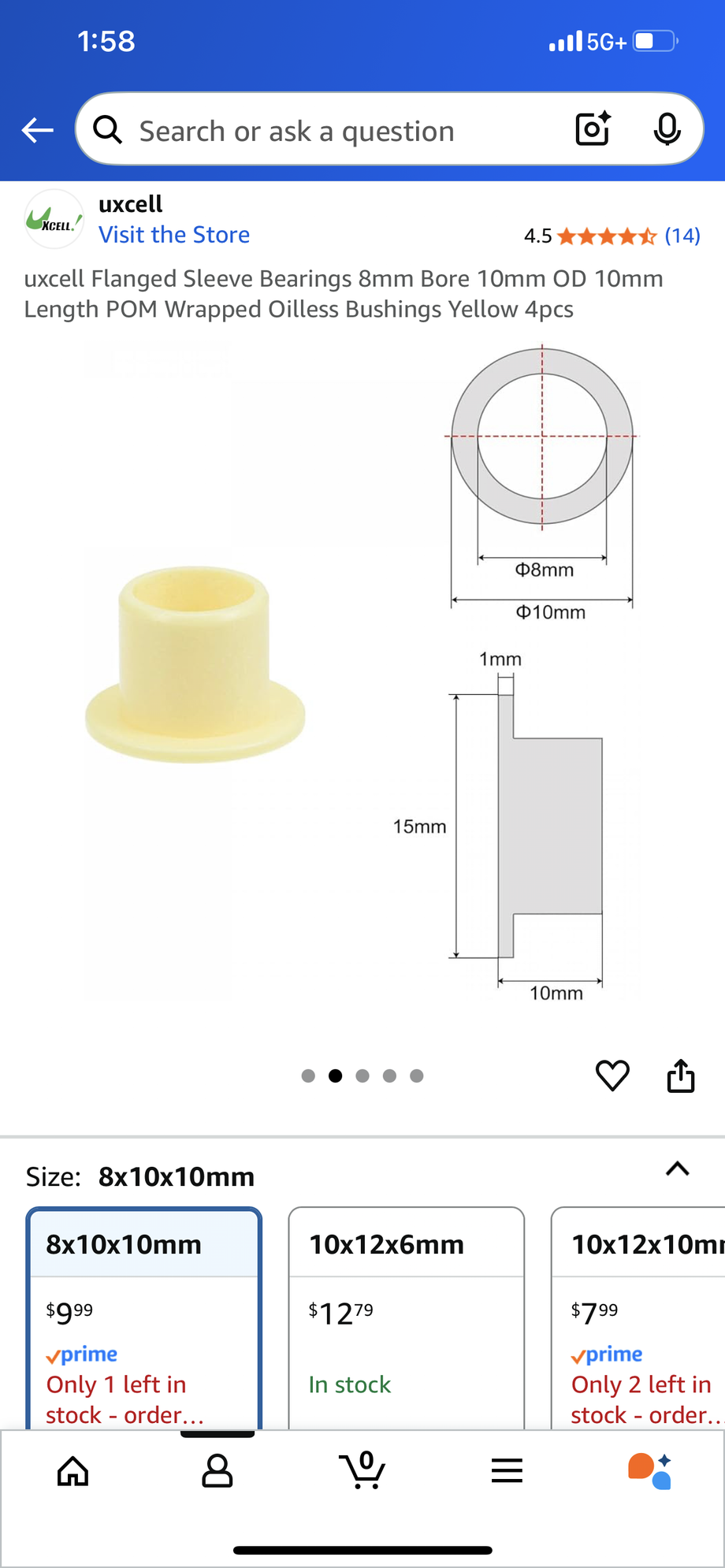 Bushing fits nicely without trimming