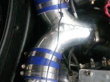 sensors mounted on intake pipes, passenger side not insulated ,  Driver side insulated for testing, with dual throttle bodies