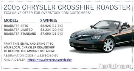 Chrysler XF Overstock Coupon