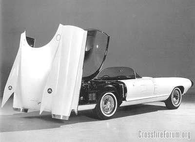 1959 Cadillac Cyclone Concept Car Rear Hood Up Rr Qtr BW