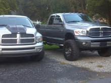 My dads truck on the left and my new Cummins on the right
