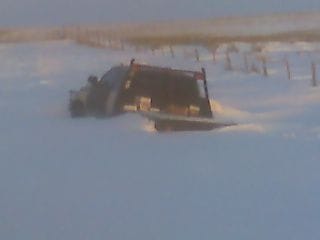 First i got stuck, left it run all night and and the snow blew up around more.