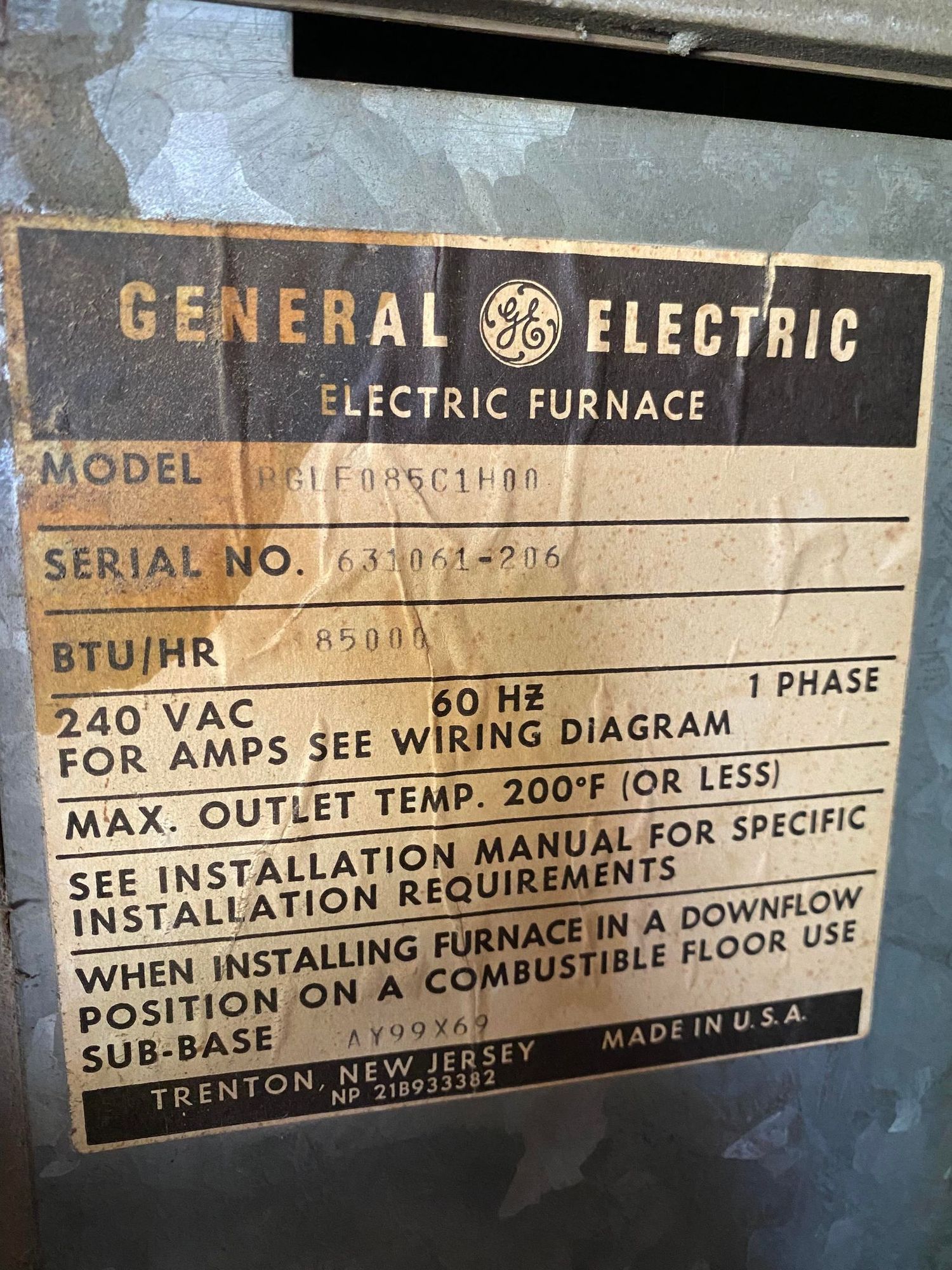 GE Elec Furnace from 1972 parts Community Forums