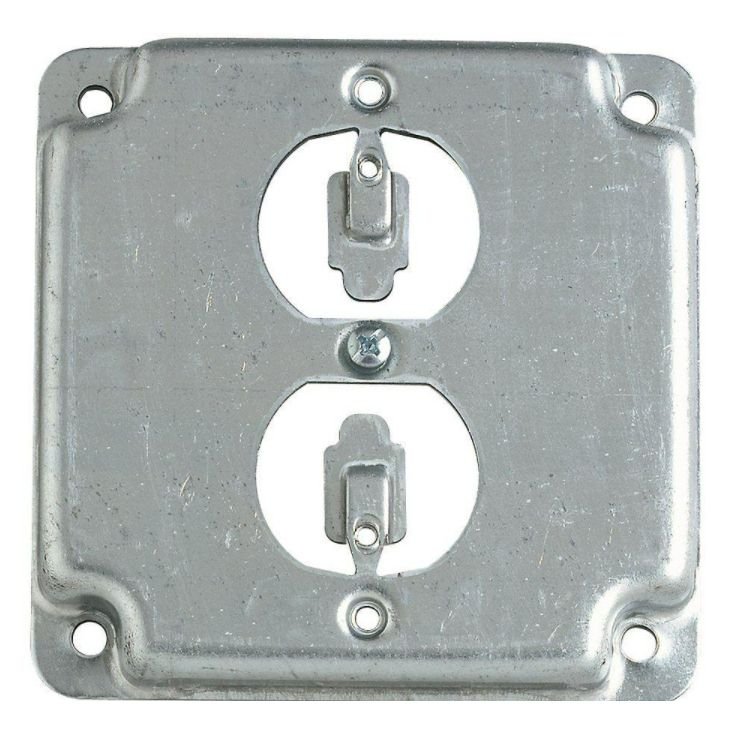 Installing a metal outlet box with metal cover