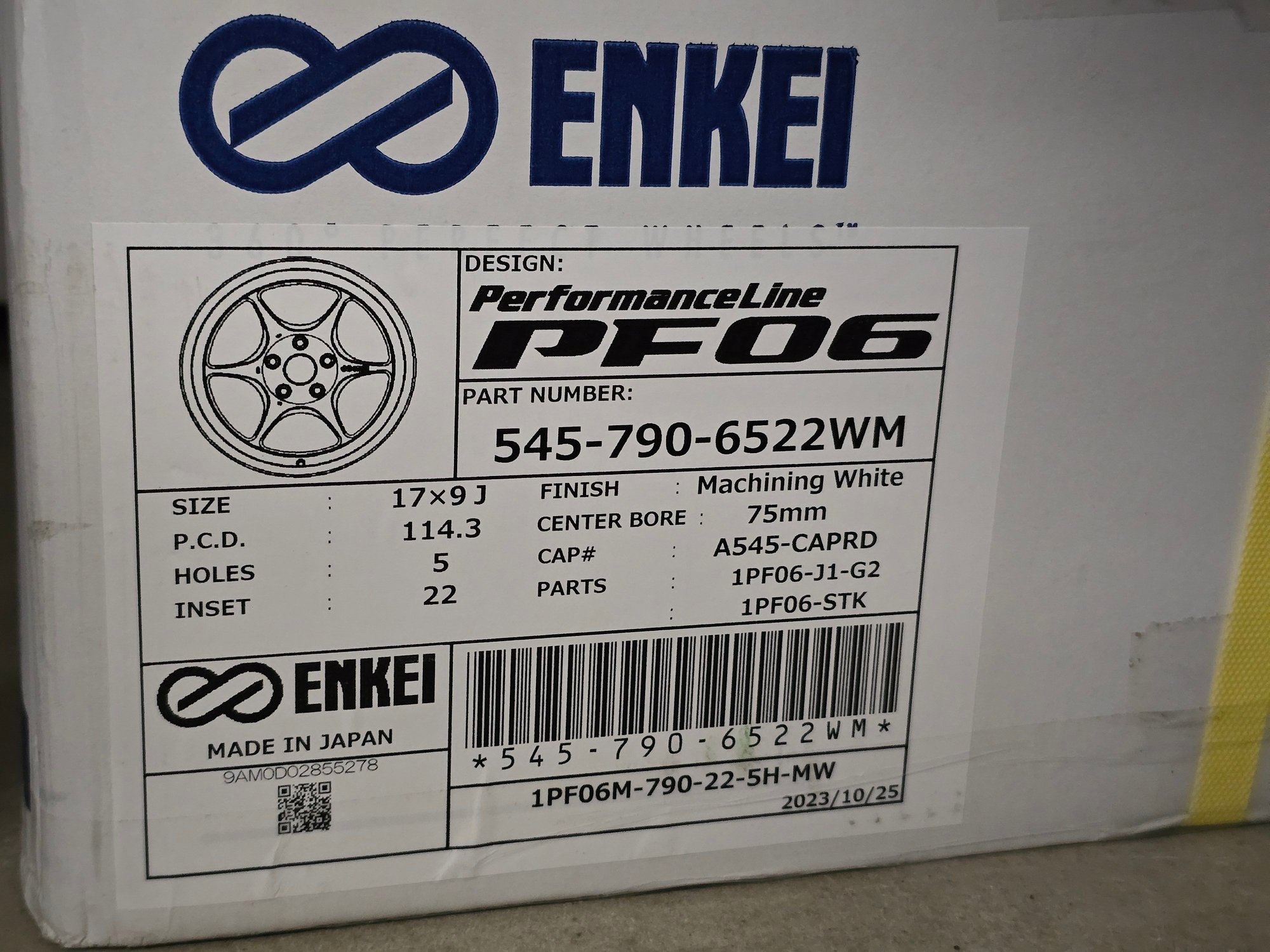 Wheels and Tires/Axles - New Enkei Japan PF06 17x9 +22 machined white - New - All Years  All Models - Burlingame, CA 94010, United States