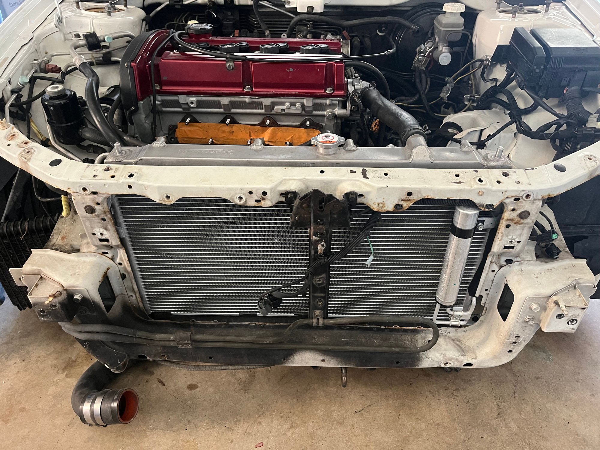 The radiator support was bugging me, especially with the little bit of surface rest so I took everything off