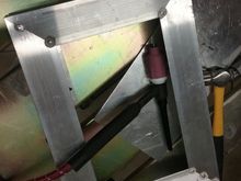 Next - a couple of small tacks just to hold it in place.  With aluminum I like to use filler metal when making tacks- if you don't when it cools off it tends to crack (this is unlike stainless steel)